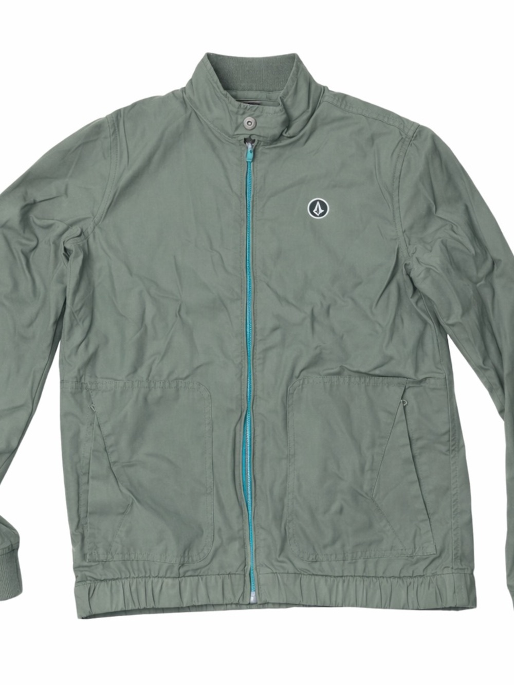Volcom Boys Lightweight Zip Up Jacket Olive Green Size Large Youth Skate Casual